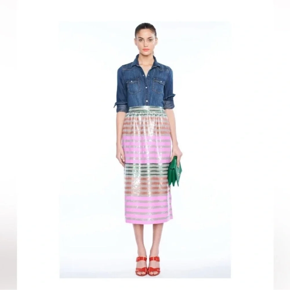 J.Crew Collection striped sequin skirt size 6 EUC